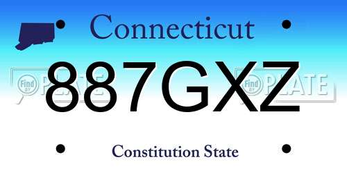 887GXZ Connecticut License Plate
