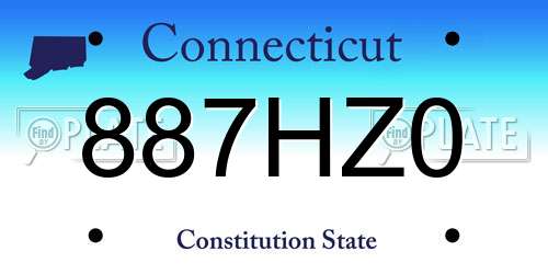 887HZ0 Connecticut License Plate