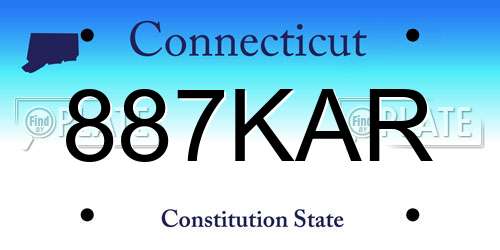 887KAR Connecticut License Plate