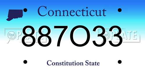 887O33 Connecticut License Plate
