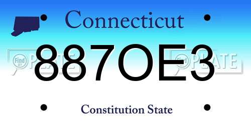 887OE3 Connecticut License Plate