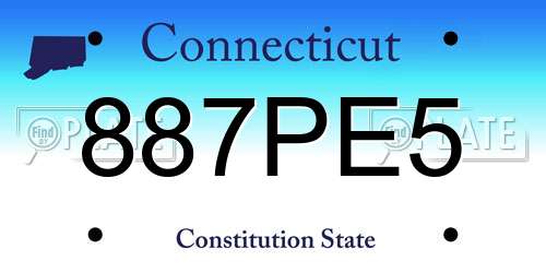 887PE5 Connecticut License Plate