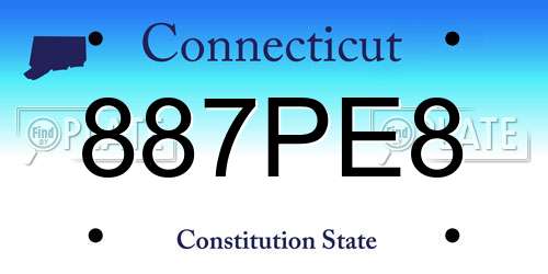 887PE8 Connecticut License Plate