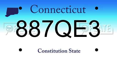887QE3 Connecticut License Plate