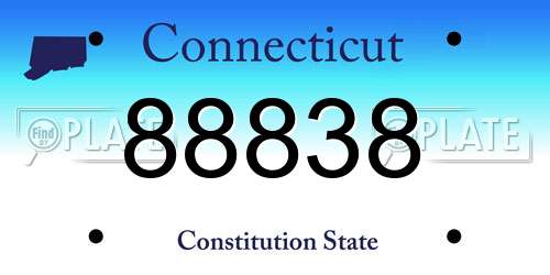 88838 Connecticut License Plate