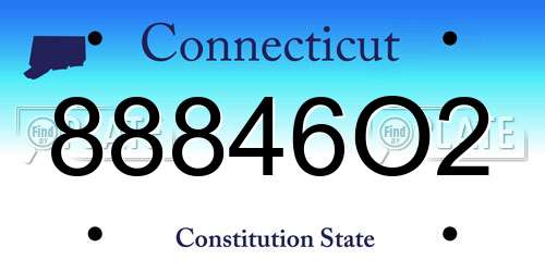 88846O2 Connecticut License Plate