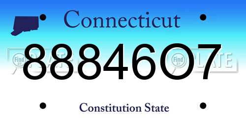 88846O7 Connecticut License Plate