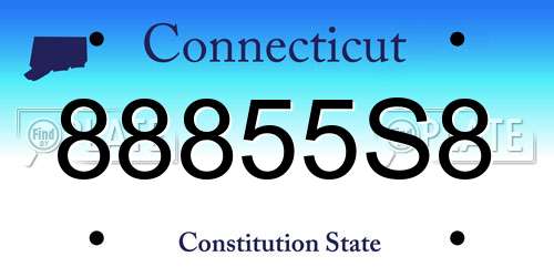 88855S8 Connecticut License Plate