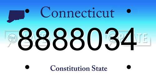 8888034 Connecticut License Plate