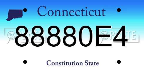 88880E4 Connecticut License Plate