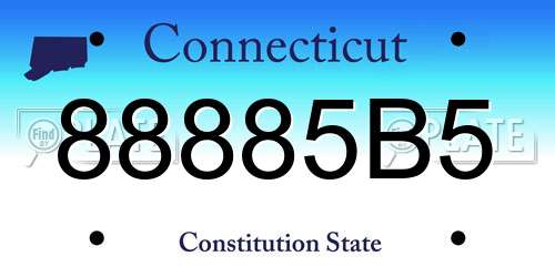 88885B5 Connecticut License Plate