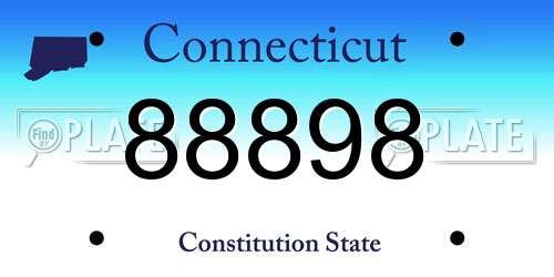 88898 Connecticut License Plate