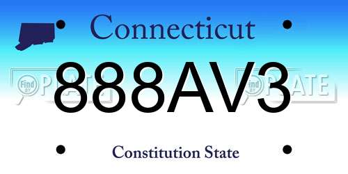 888AV3 Connecticut License Plate