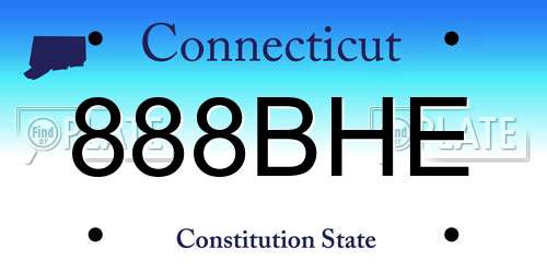 888BHE Connecticut License Plate