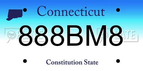 888BM8 Connecticut License Plate