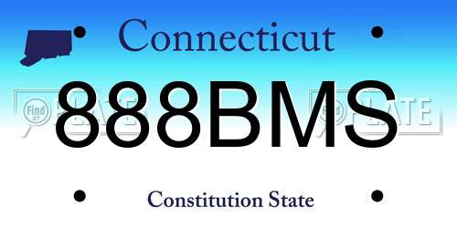 888BMS Connecticut License Plate