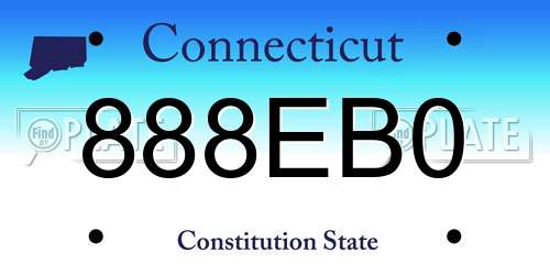 888EB0 Connecticut License Plate