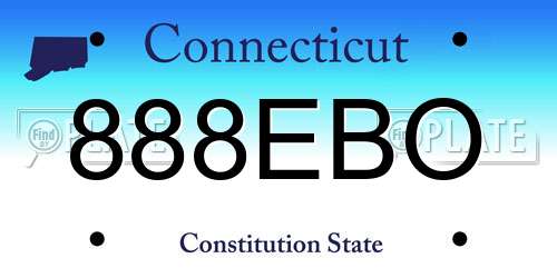 888EBO Connecticut License Plate