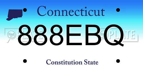 888EBQ Connecticut License Plate