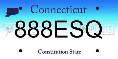 888ESQ Connecticut License Plate