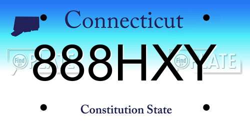 888HXY Connecticut License Plate