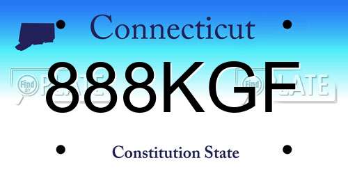 888KGF Connecticut License Plate