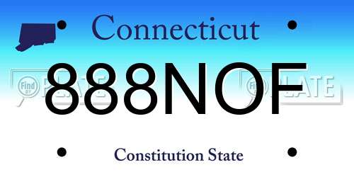 888NOF Connecticut License Plate