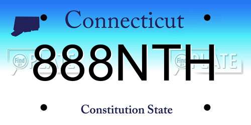 888NTH Connecticut License Plate