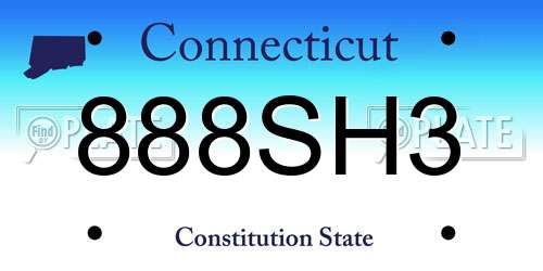 888SH3 Connecticut License Plate
