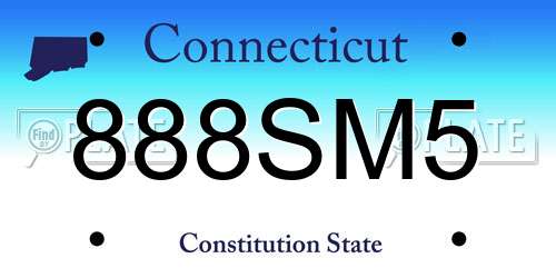 888SM5 Connecticut License Plate