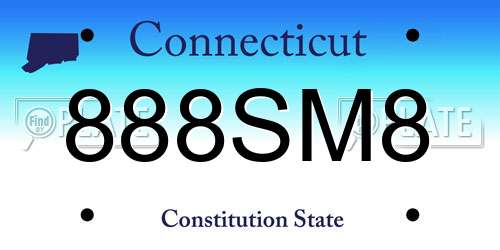 888SM8 Connecticut License Plate