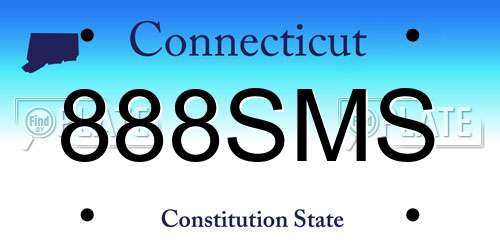 888SMS Connecticut License Plate
