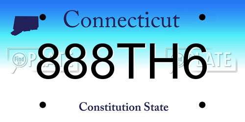 888TH6 Connecticut License Plate