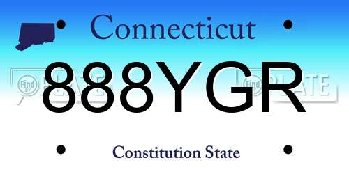 888YGR Connecticut License Plate