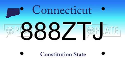888ZTJ Connecticut License Plate