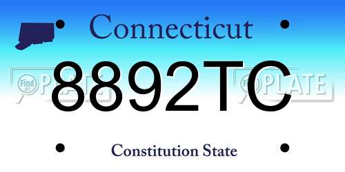 8892TC Connecticut License Plate