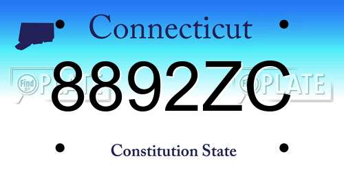 8892ZC Connecticut License Plate