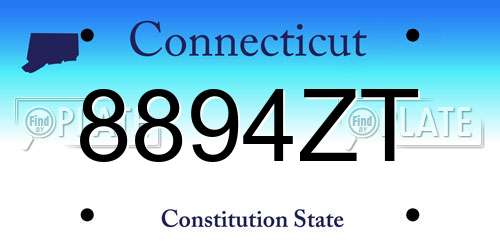 8894ZT Connecticut License Plate
