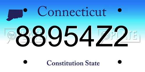88954Z2 Connecticut License Plate