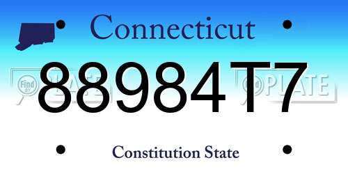 88984T7 Connecticut License Plate