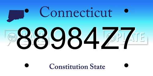 88984Z7 Connecticut License Plate