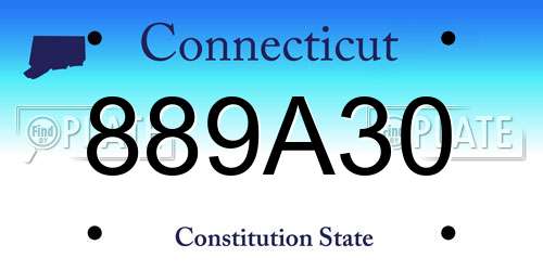 889A30 Connecticut License Plate