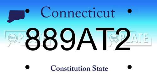 889AT2 Connecticut License Plate