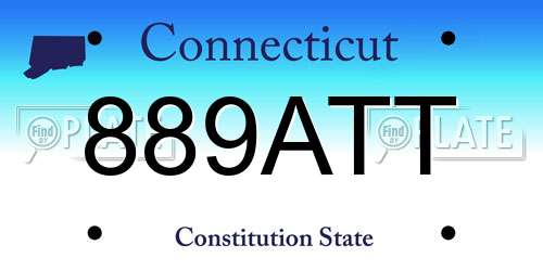 889ATT Connecticut License Plate