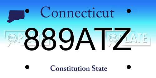889ATZ Connecticut License Plate