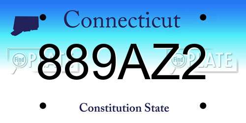 889AZ2 Connecticut License Plate