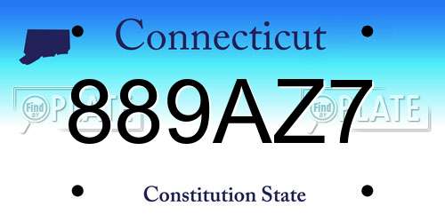 889AZ7 Connecticut License Plate