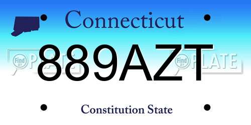 889AZT Connecticut License Plate