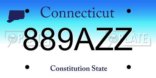 889AZZ Connecticut License Plate