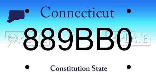 889BB0 Connecticut License Plate